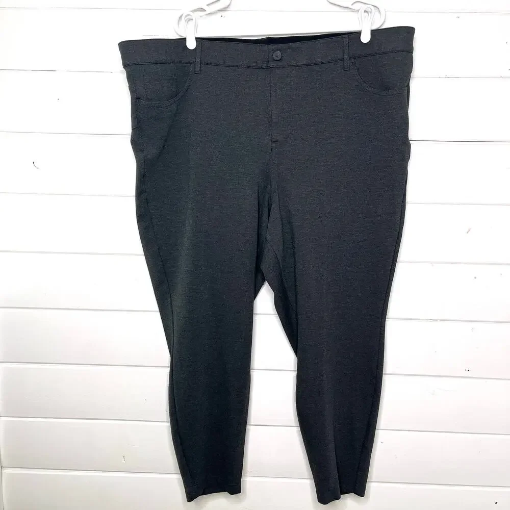Torrid Skinny Pants High Rise Stretch Zip Fly Ankle Career Gray Womens 28T Tall